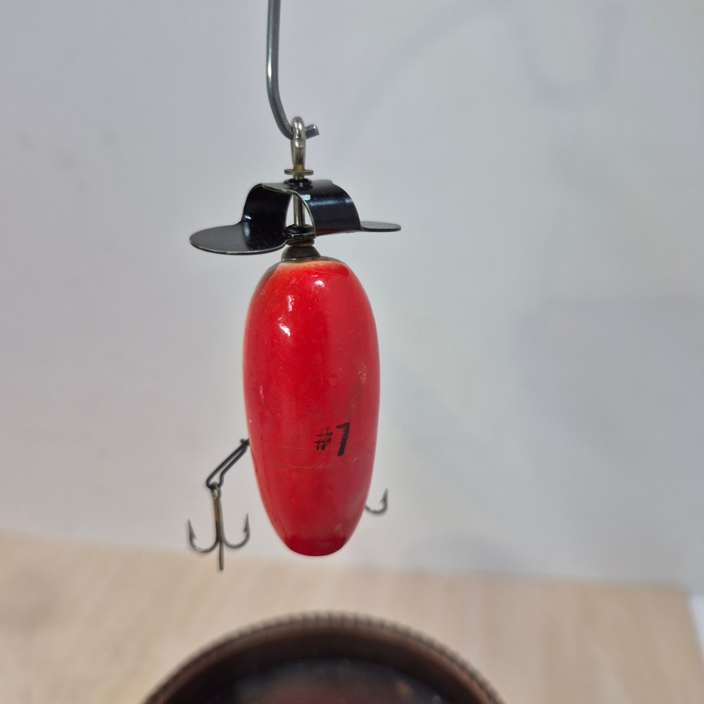 Vintage Helin Tackle Co Fishcake‎ Lure Red White Spinning No 7 with Original Box